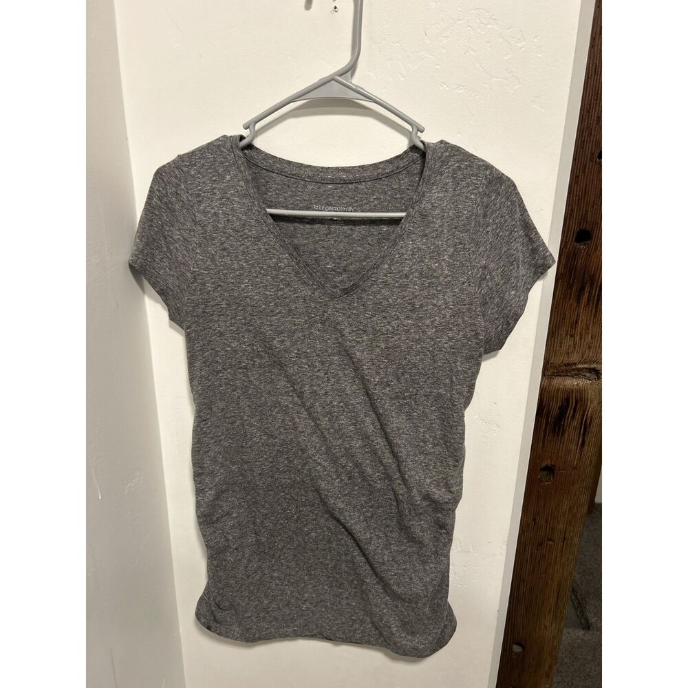 Liz Lange Maternity Gray Ruched Side V-Neck Top Medium